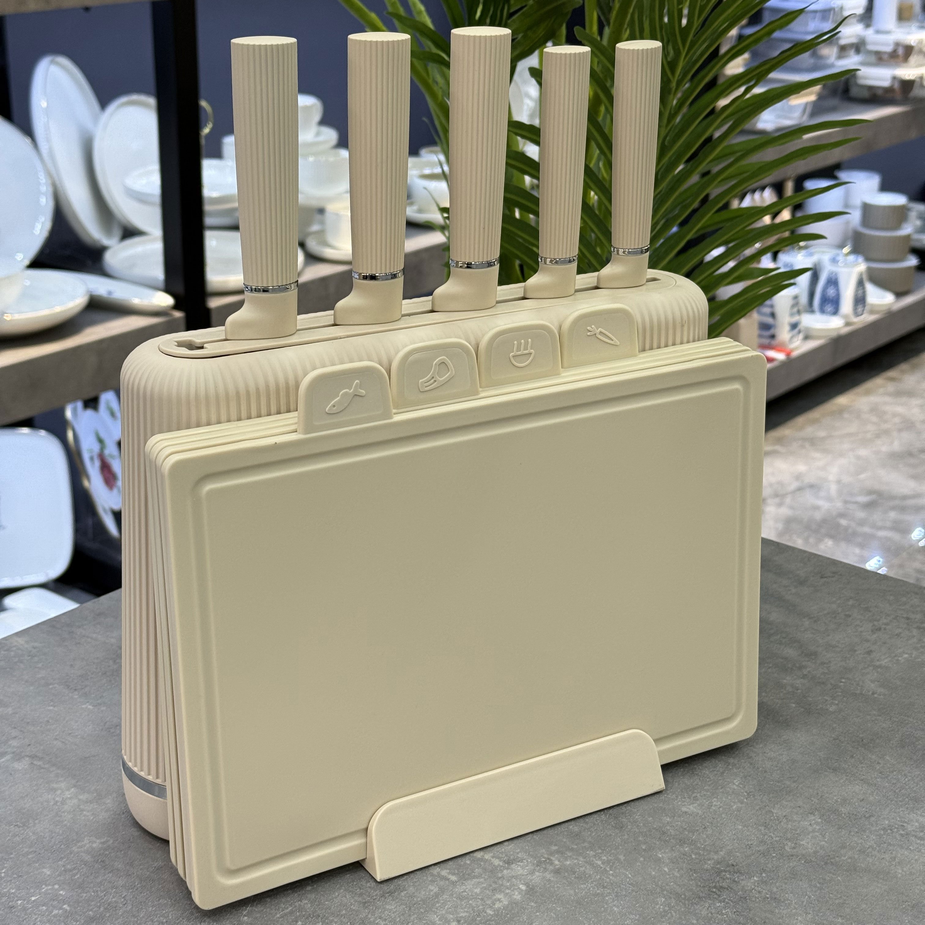 ACAR 10 Parça Standlı Kitchen Beyond Mutfak Seti Krem