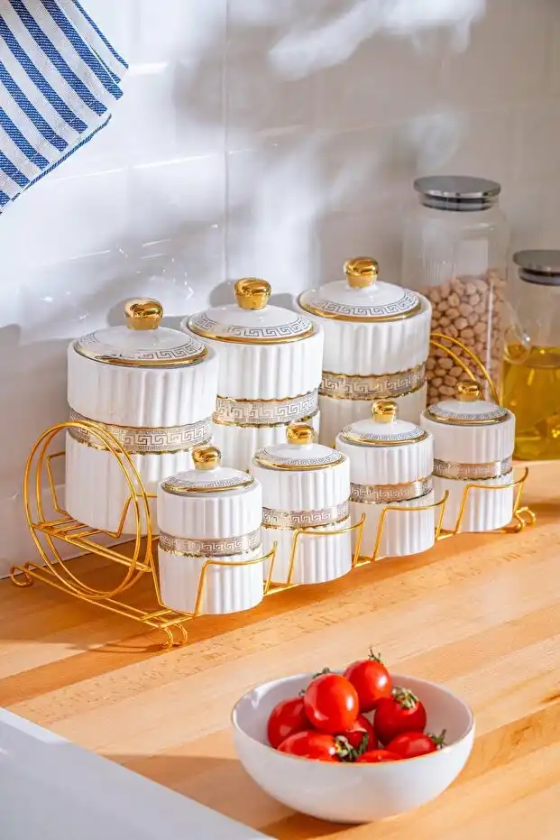 Acar Eva Gold Metal Standlı Baharatlık 7'li