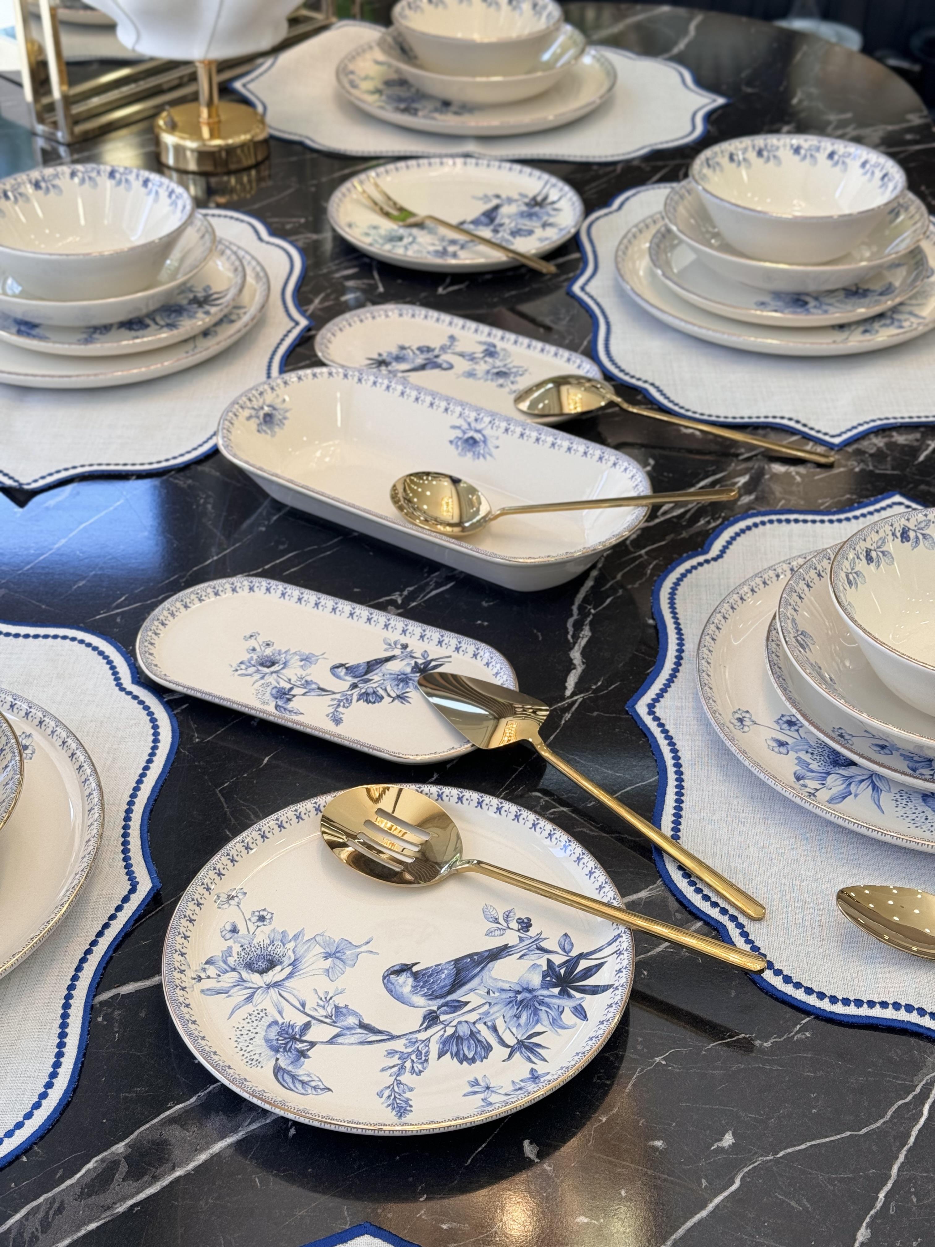 27 Parça 6 Kişilik Mavi Kuş Brunch Seti