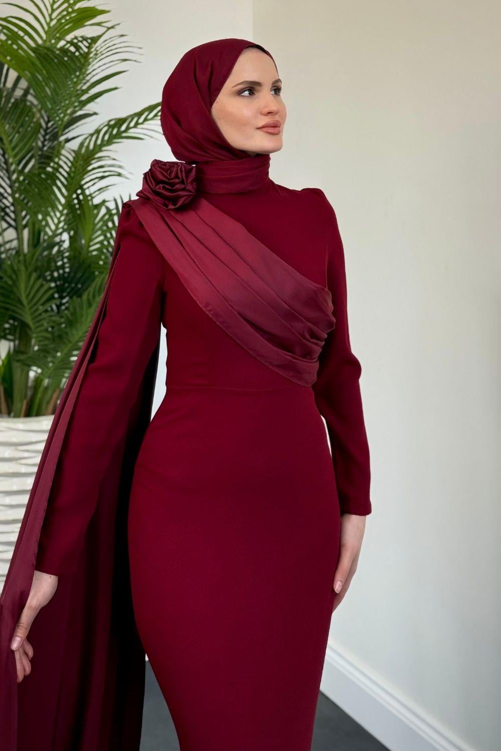 Hayes Kuyruklu Abiye Bordo